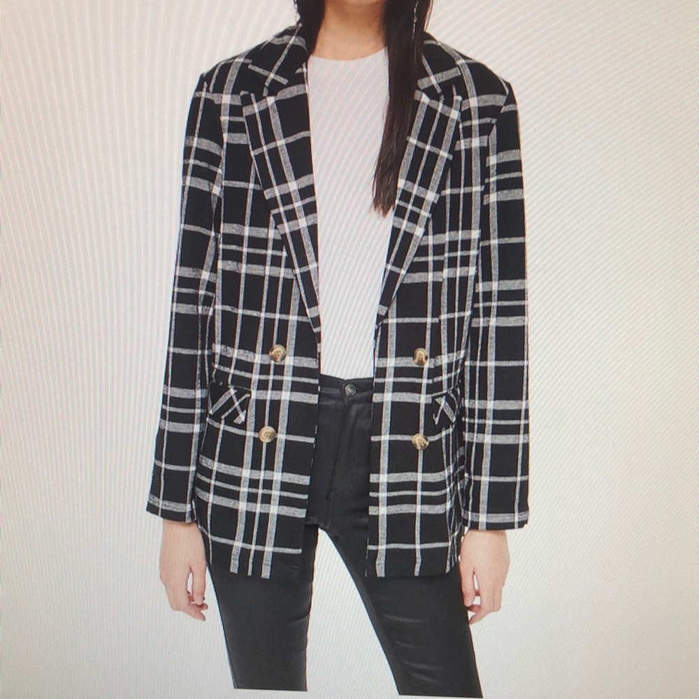 Club Monaco Double Breasted Check Jacket